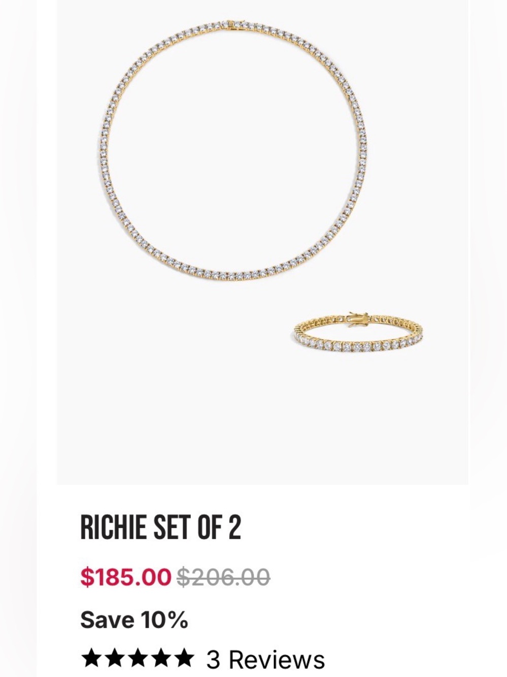 Electric Picks Richie Tennis necklace and bracelet Set NWOT